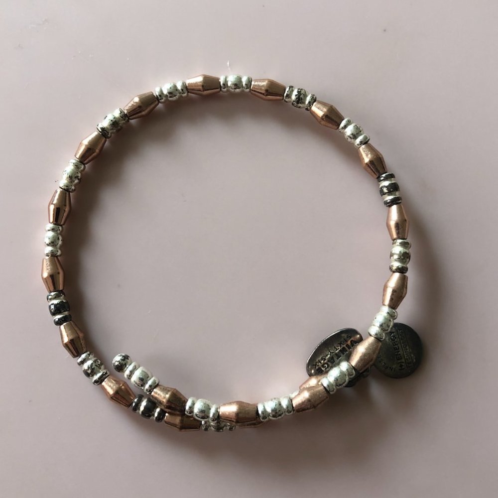 Rose Gold and Silver Alex and Ani Beaded Bracelet